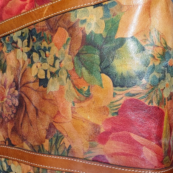 Patricia Nash " Benvenuto" Floral Distressed Leather Tote/Shoulder Bag - Picture 12 of 13